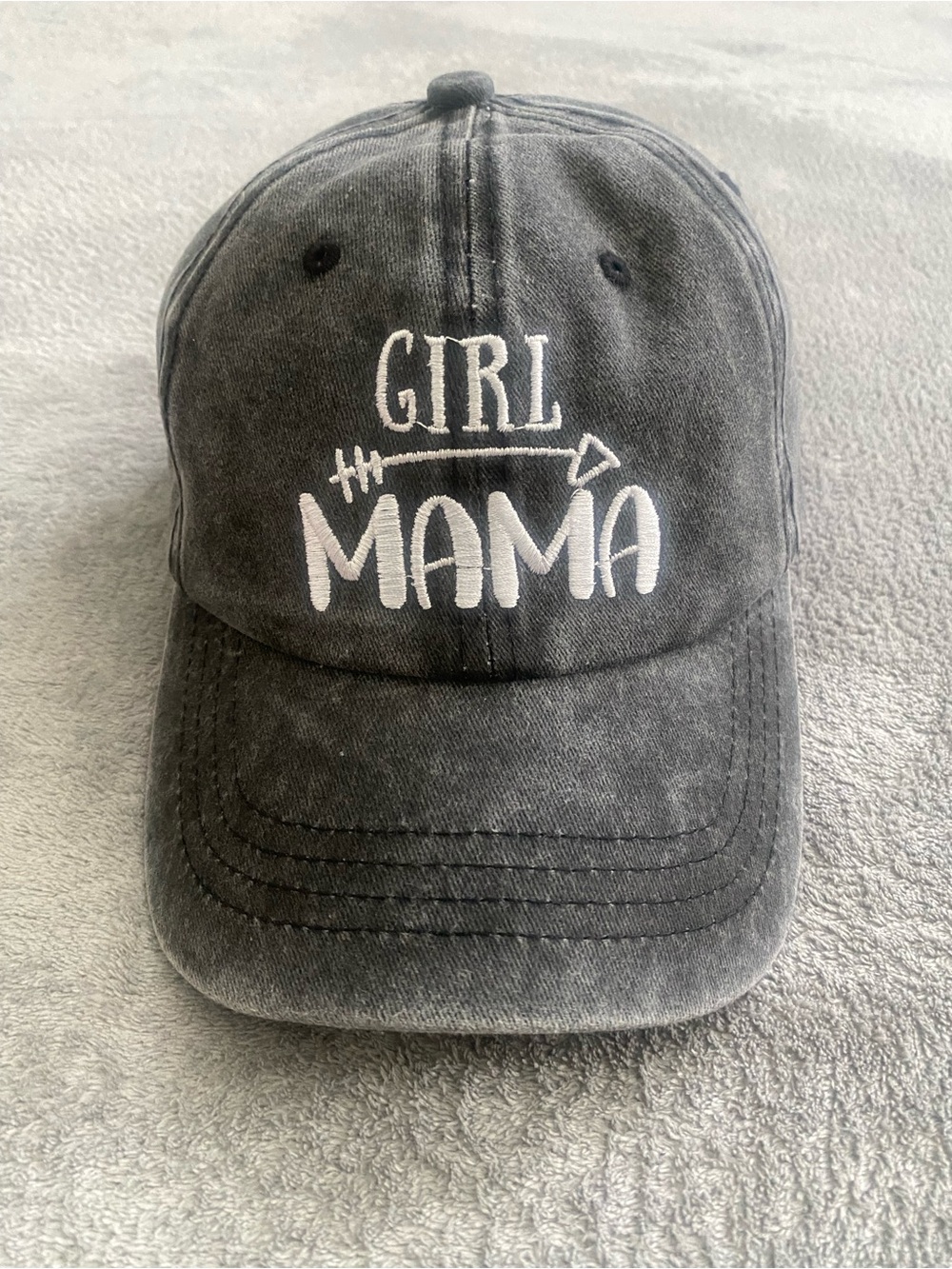Girl Mama Adjustable Dad Hat Washed Gray Embroidered Cap